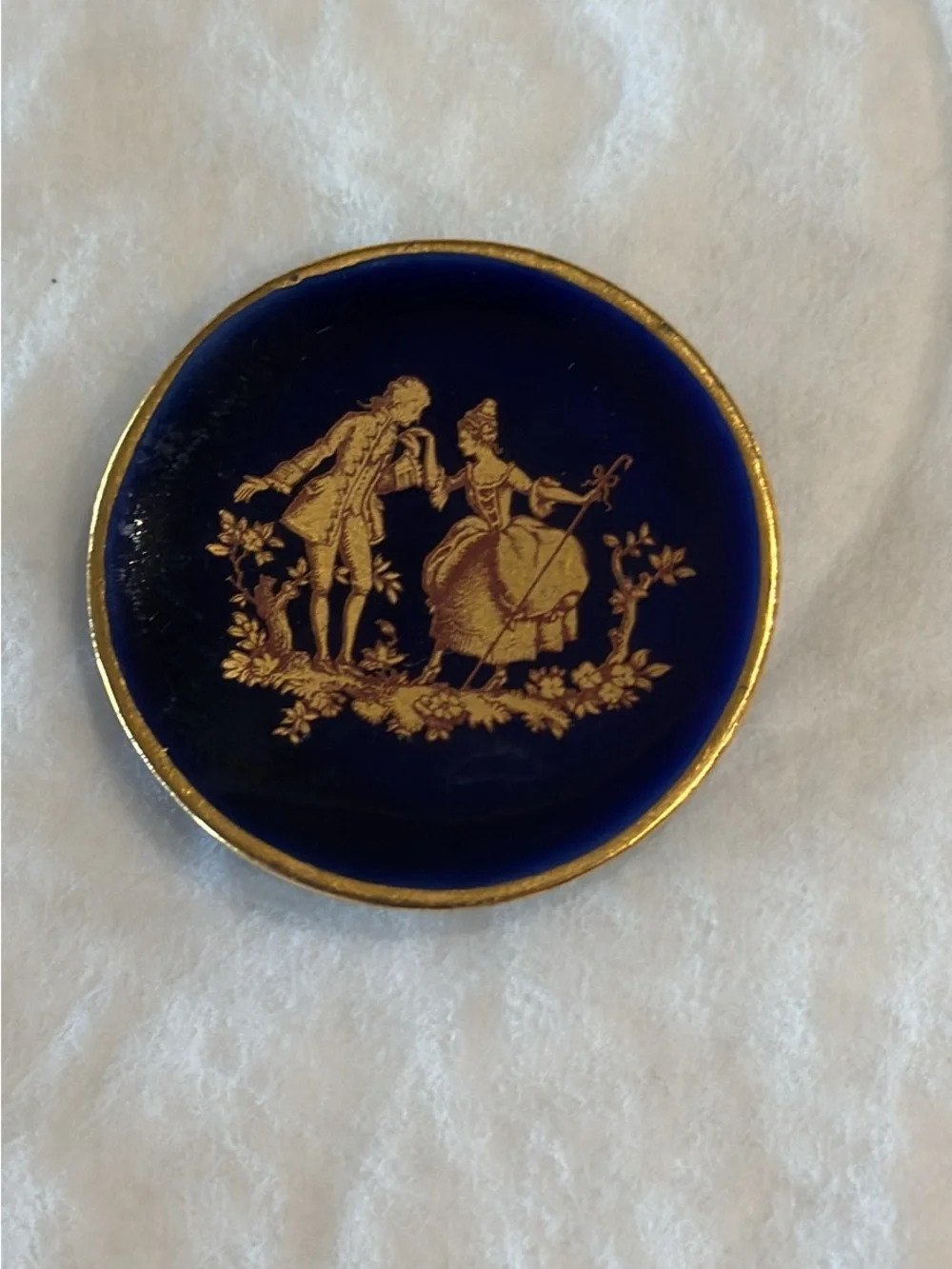 Limoges Cobalt Blue and Gold miniature plate - vintage
